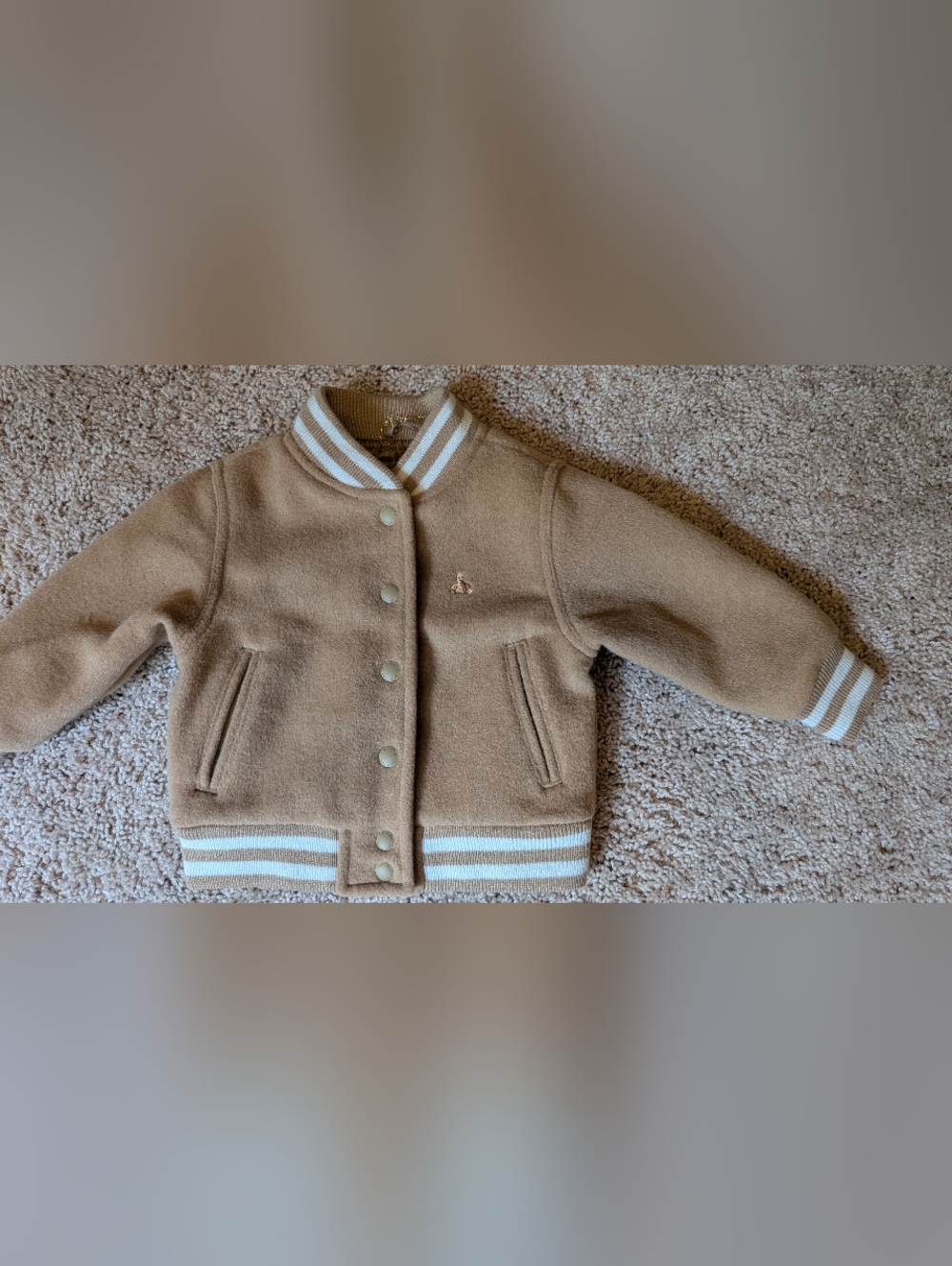 NWOT Kids Tan Fleece One-Piece Romper - Soft Snap Front Size 12-18 Months